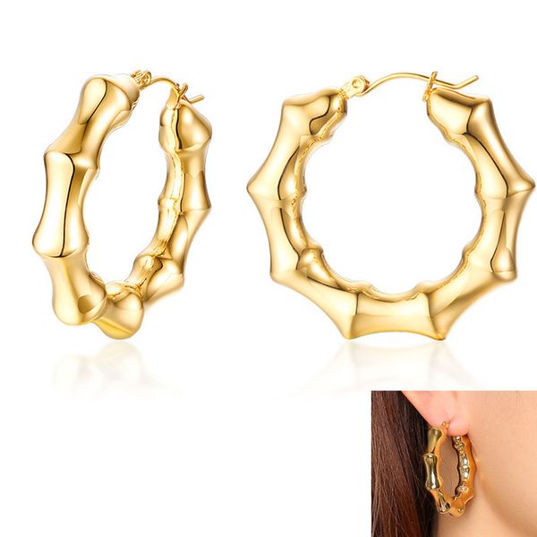 

personality irregular design hoop earrings gold stainless steel earrings for women anniversary gift jewelry e002, Golden;silver