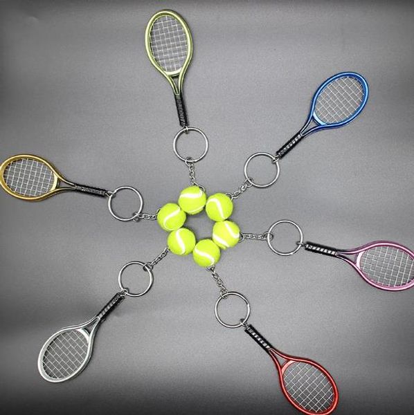 Alta Qualidade 6 cores Tennis Keychain Key Tennis Anel Racket Modelo Chaveiro Criativo Pingente Chaveiros Promoção de presente pequena