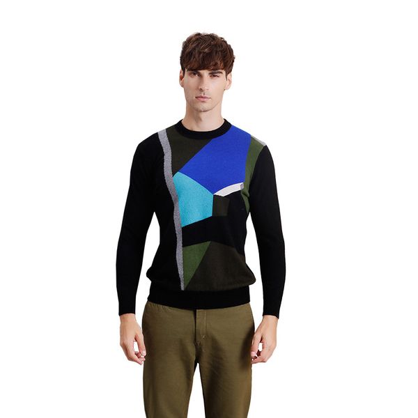 

zhili мужская осень зима рукав длинный кашемировый свитер, White;black