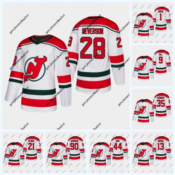 

13 Nico Hischier New Devils Third Jersey Taylor Hall Damon Severson Miles Wood Kyle Palmieri Cory Schneider Johansson Hockey Jersey