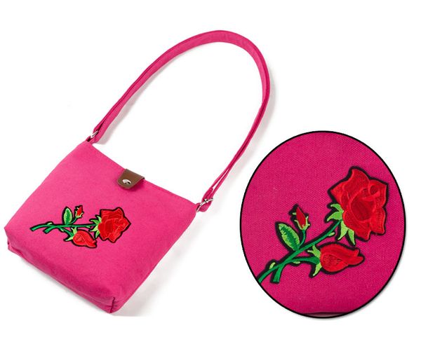 

printed rose shoulder bag small embroidery design mini bag crossbody messenger women canvas lady floral