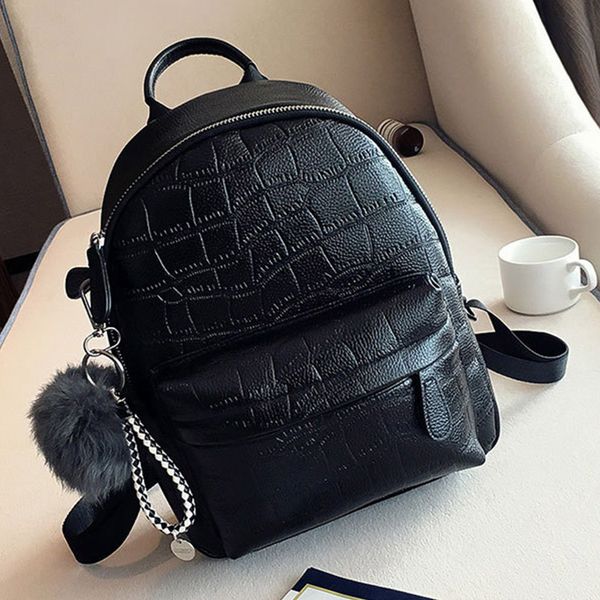 

backpack women 2019 new fashion casual soft leather ladies shoulder bag personality mini wild stone pattern cute female bags