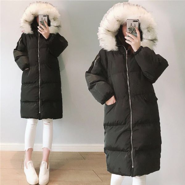 

winter fashion new large size women's fat mm long thick warm cotton suit, Black