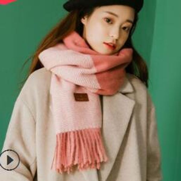 

winter scarf female korean version of the new large shawl harajuku sweet long soft sister warm outside with a student knitting neck, Blue;gray