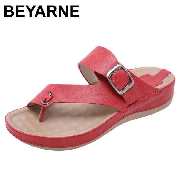 

beyarne summer slippers women casual massage durable flipflops beach sandals female wedge shoes lady room platform slippere560, Black