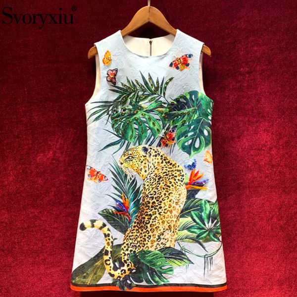

svoryxiu luxury runway summer diamond beaded dress women's animal butterfly print jacquard sleeveless a-line short dresses, Black;gray