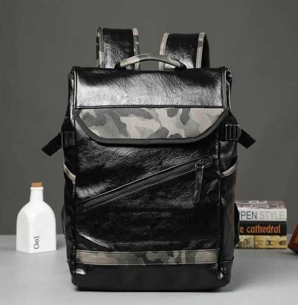 

sales brand mens bags tide camouflage leather backpack backpack outdoor leisure travel the wind camouflage college students school