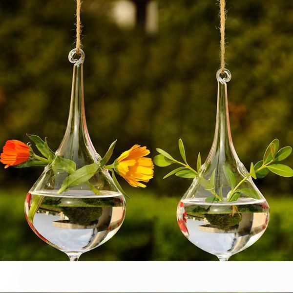 

clear water drop glass hanging vase bottle terrarium hydroponic plant flower diy table wedding garden decor