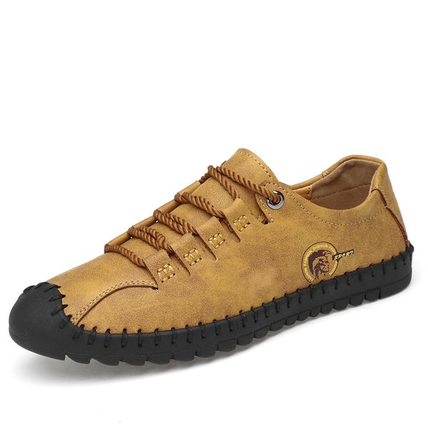 

2019 new fashion leather spring casual shoes men's shoes handmade vintage loafers men flats moccasins sneakers big size, Black