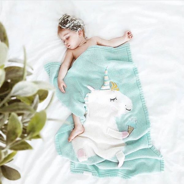 

flamingo/unicorn pattern blanket for children 70x100cm soft air conditioning knitted blanket for bed sleep cover travel