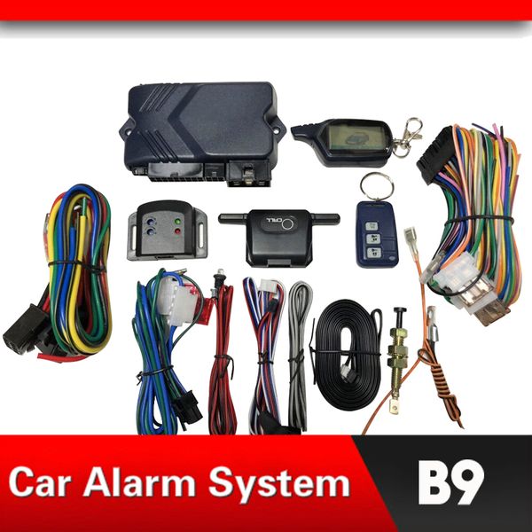 

car alarm system russian version two way alarm for b9 with engine start lcd remote control key fob case for b9