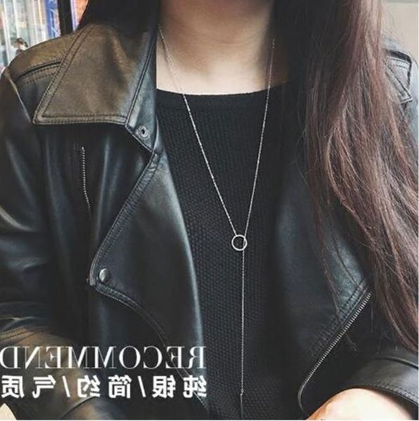 

fashion-silver jewelry circle strip long chain necklace collares kolye bijoux femme choker necklace ing, Golden;silver