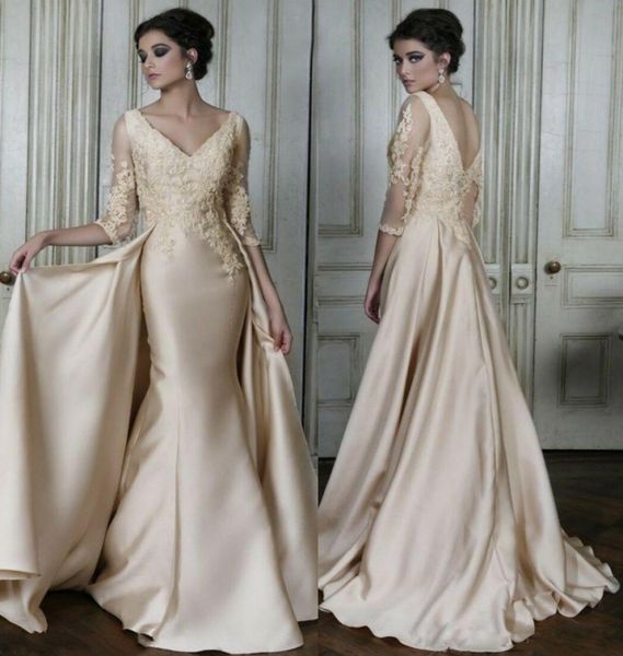 

champagne lace stain mother of the bride groom dresses with long sleeve v-neck women formal occasion evening dress mother party dress, Black;red