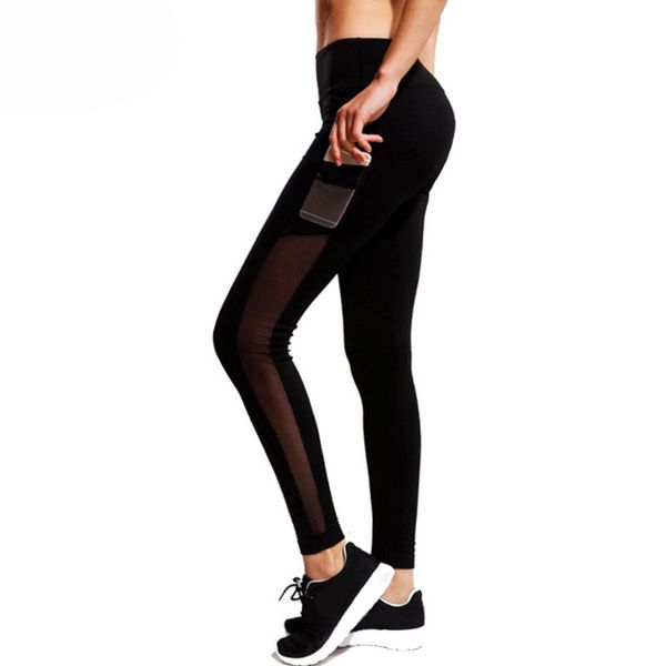 

running pants slim mesh pockets tights leggings pant women hips ladies legging trousers sportswear female, Black;blue