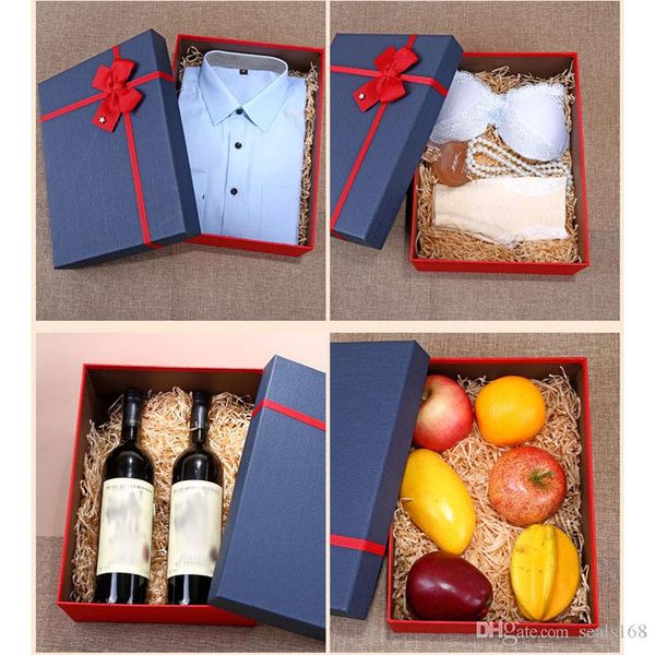 

gift wrap box fashion christmas blue red rectangular gift bow xmas creative simple gift box carton cosmetics party hh9-2570