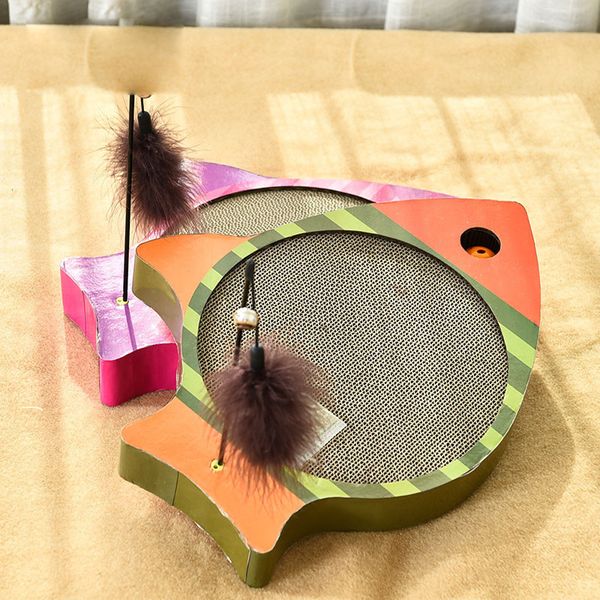 

funny fish shaped scratch board pad teasing cat toy post kitten cat grass pet corrugated security card toy toy