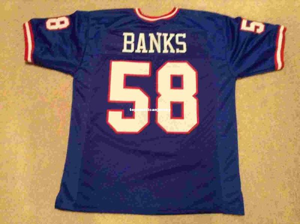 

retro custom sewn stitched #58 carl banks blue mitchell & ness jersey s-5xl,6xl men's football jerseys rugby, Black;blue