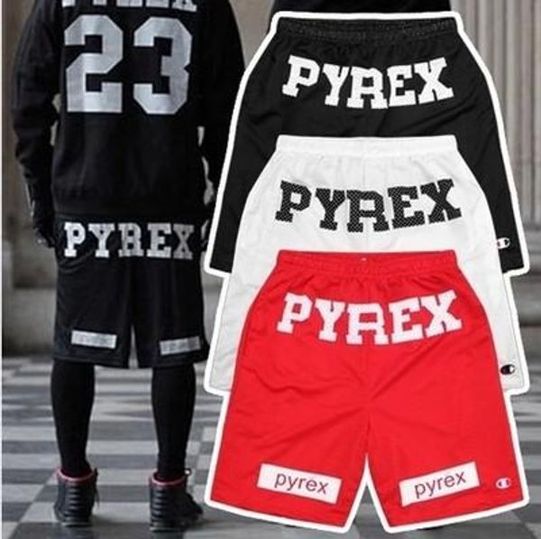 

bermuda pyrex shorts men 2018 summer loose breathable mesh casual beach shorts men hip hop black red white whalesale, White;black