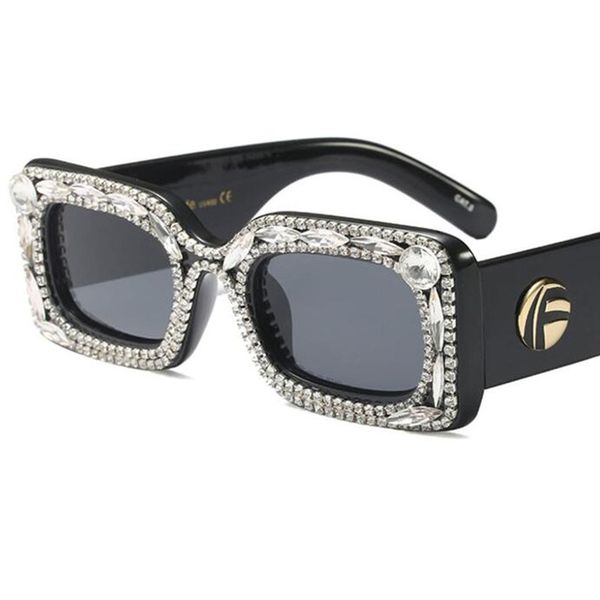 

luxury designer sunglasses rhinestone small square frames sun glasses for women diamond bright brand glasses fashion female shades uv400, White;black