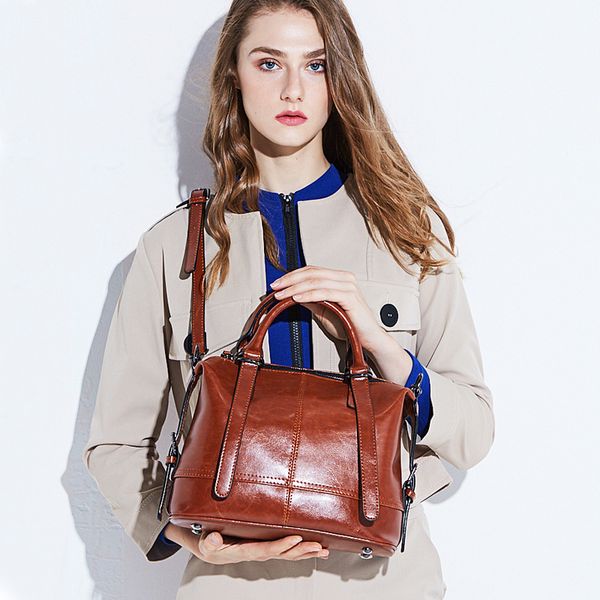 

new designer luxury handbags purses style ladies leather handbags fashion portable messenger oil wax leather shoulder tote bag 4006