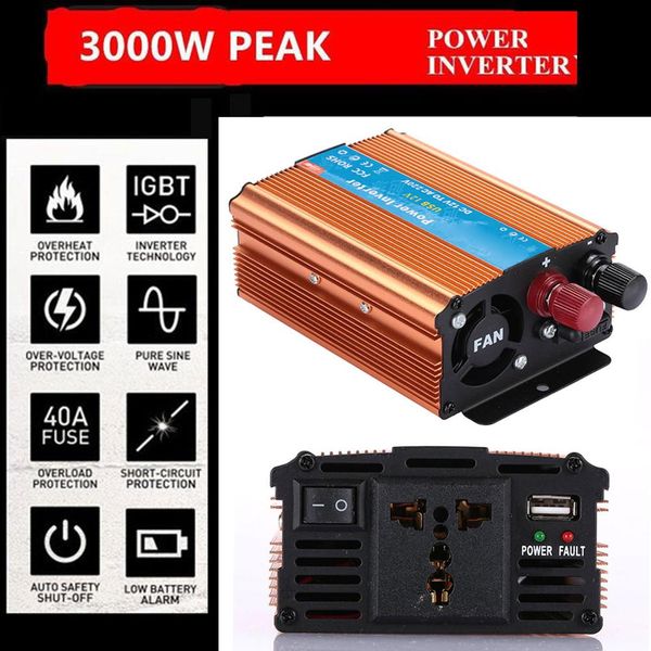 

car power inverter dc 12v car inverter power electronic transformer charger gold dc 12v to ac 220v portable