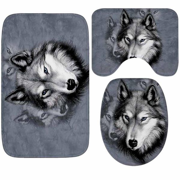 

wolf модель серии для ванной комнаты ковры 3pieces покрытие коврики микрофибры ванна коврики моющийся туалет коврики колпак home decor