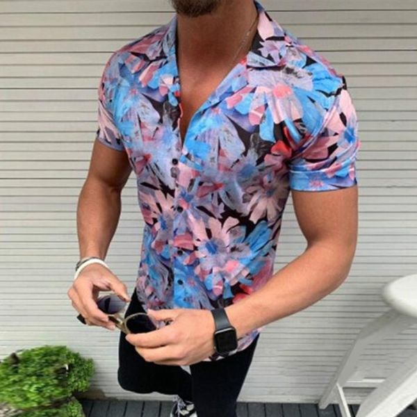 

men hawaiian style shirt short sleeve button casual lapel collar beach tee, White;black