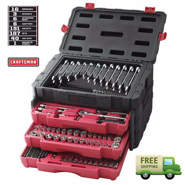 

Craft man 450 piece mechanic tool et with 3 drawer ca e box 311 254 230 nib