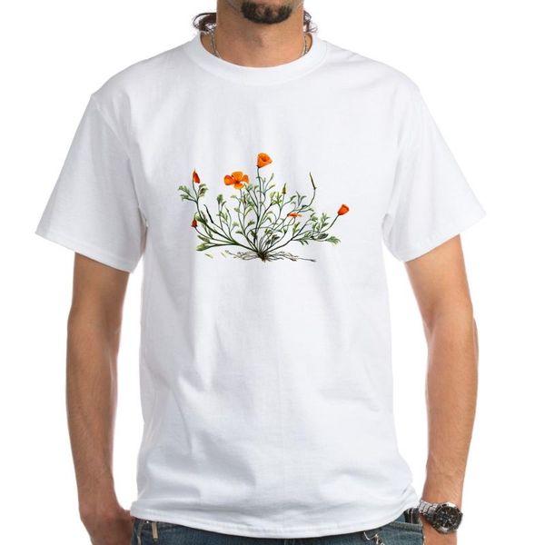 

california poppy t-shirt green, White;black