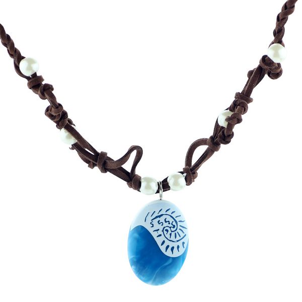 

erluer choker necklaces for women grils movie braided leather rope chain ocean blue stone charm necklaces & pendants colar, Silver