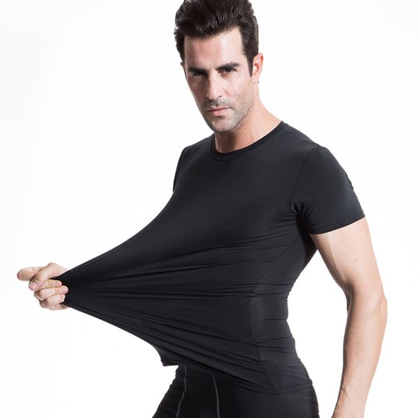 

new logo customed compression soccer jerseys rashgard gym running fitness shirt tights sport shirt men short sleeve t-shirt, Black;blue