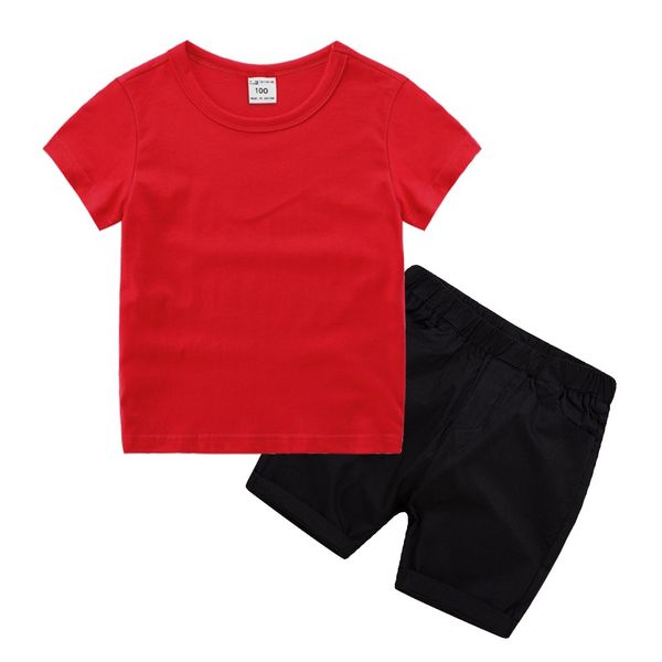 

baby boys girls summer clothes fashion cotton set solid candy color sports suit for a boy t-shirt + shorts children's clothing, White