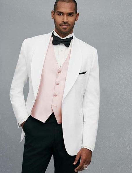 

white mens suits with pink vest handsome wedding men tuxedo blazer suit with pants (jacket+pants+vest, White;black