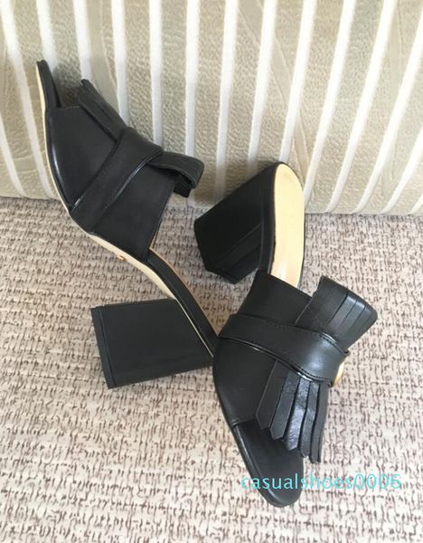 

women's fashion thick heels holiday beach soft suede leather slides girls summer big size 42 41 9 c06, Black