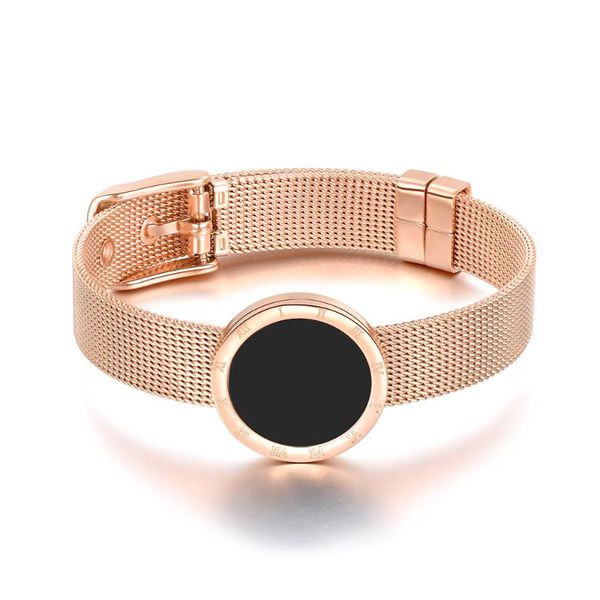 

bangle stainless steel roman numerals watch bracelet cuff bangles lovers jewelry valentine's day gift pulsera b18074, Black