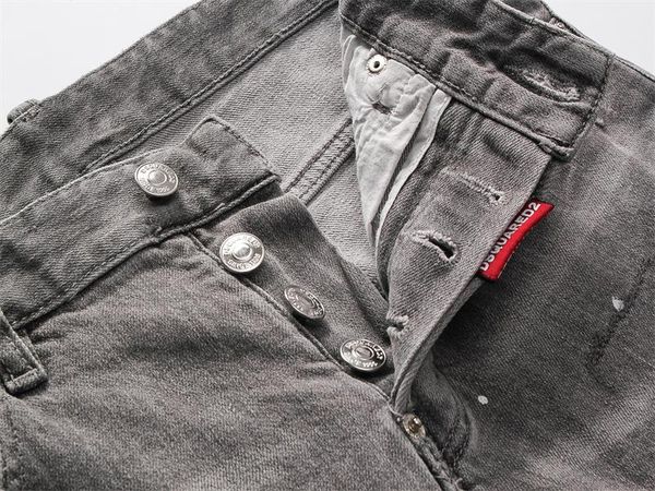 

2020 mens jeanst button placket letter pattern slim fit for men fashion elastic light gray men sdesigner jeans, Blue