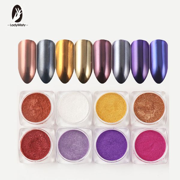 

ladymisty 1 box pearl shell chameleon mirror gel nail powder glitters diy shell nail art chrome pigment dust manicure decoration, Silver;gold