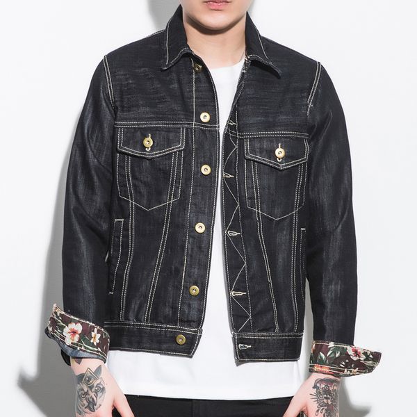 

2019 new denim jacket men slim fit multi-pocket men jean jacket solid hip hop jackets and coats man outerwear size s-5xl, Black;brown