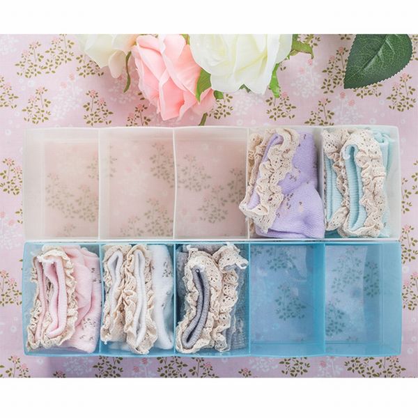 

five grid plastic drawer type socks underwear storage box 1pc