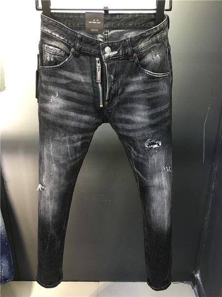 

new arrival mens jeans washed jeans graffiti hole hip hop slim fit motor biker graffiti holes designer jeans it size 44-54, Blue