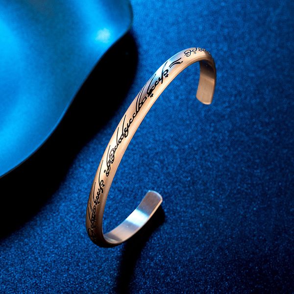 

rose gold bracelet for women stainless steel opening viking bracelet silver gold bangles hip hop simple fashion jewelry, Golden;silver