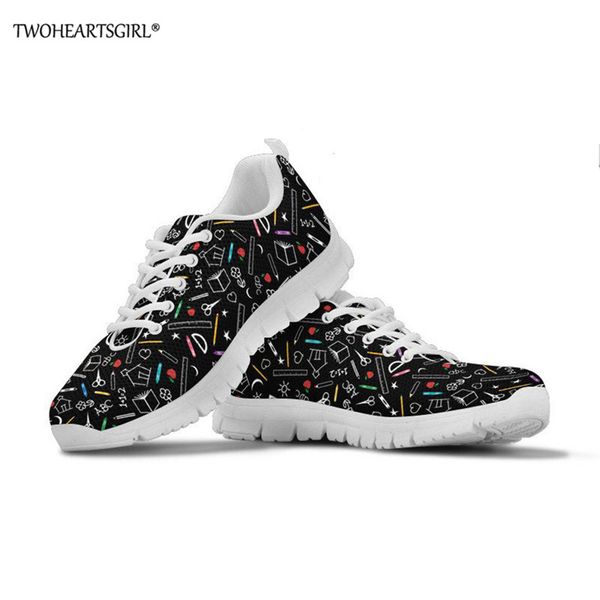 

twoheartsgirl teaching tool casual sneakers woman comfortable breathable flat shoes female platform sneakers women chaussure, Black