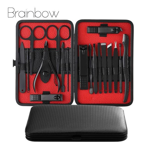 

brainbow professional 18pcs/pack pro nail manicure set &kit for women men face/foot/hand care nail clippers pedicure tools set