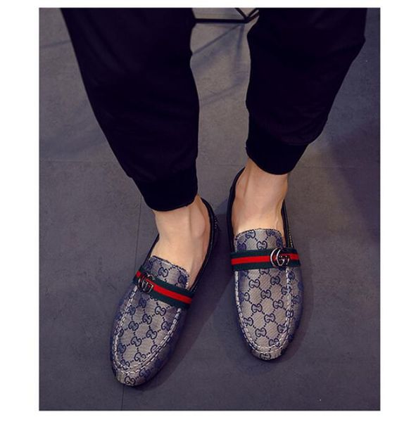 

e italian designer metal letter buckle slip on boat shoes casual canvas shoes 38-44, Black