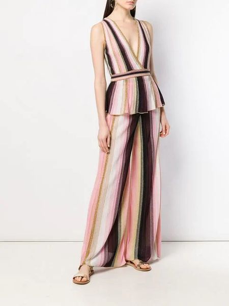 

ins fashion show jacquard straight full length suit striped v-neck backless women body con celebrity party suits wholesale, White