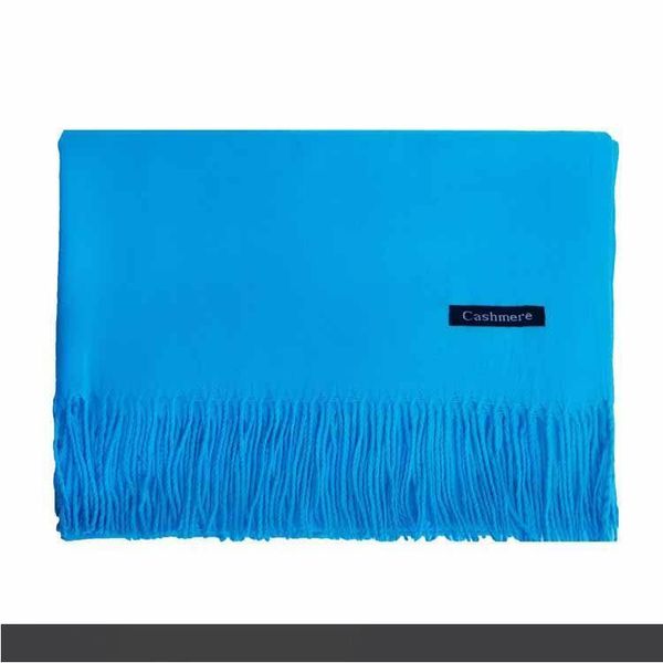 

new cashmere scarf autumn and winter imitation cashmere scarf pure shawl, two-sided monochrome fringed scarf c0214, Blue;gray