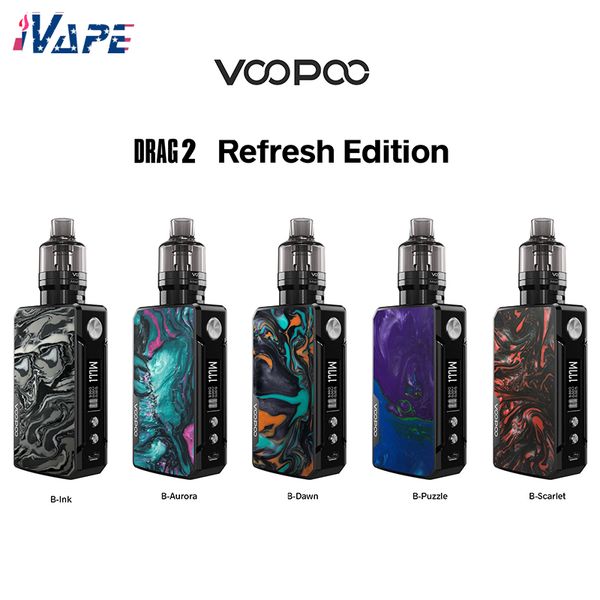 

VOOPOO Drag 2 Refresh издание 177W Kit с ПНП Tank 4,5 мл Совместимость со всеми PnP Катушки Работает на двойные внешние 18650 Cells