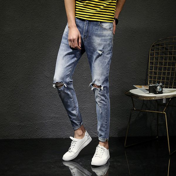 Compre 2019 Pantalones Rotos Para Hombre Nueva Moda Casual Denim