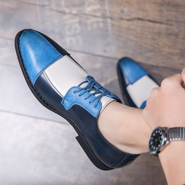 

errfc men casual shoes patch pointed toe business leisure pu leather fashion office career party show plus size 47 48, Black