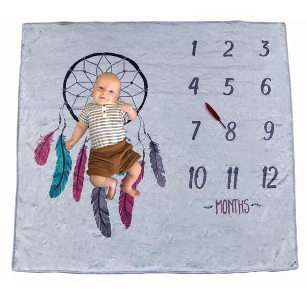 

120 * 100 cm 2020 new baby p milestone blanket ultra soft month blanket feather delivery newborn